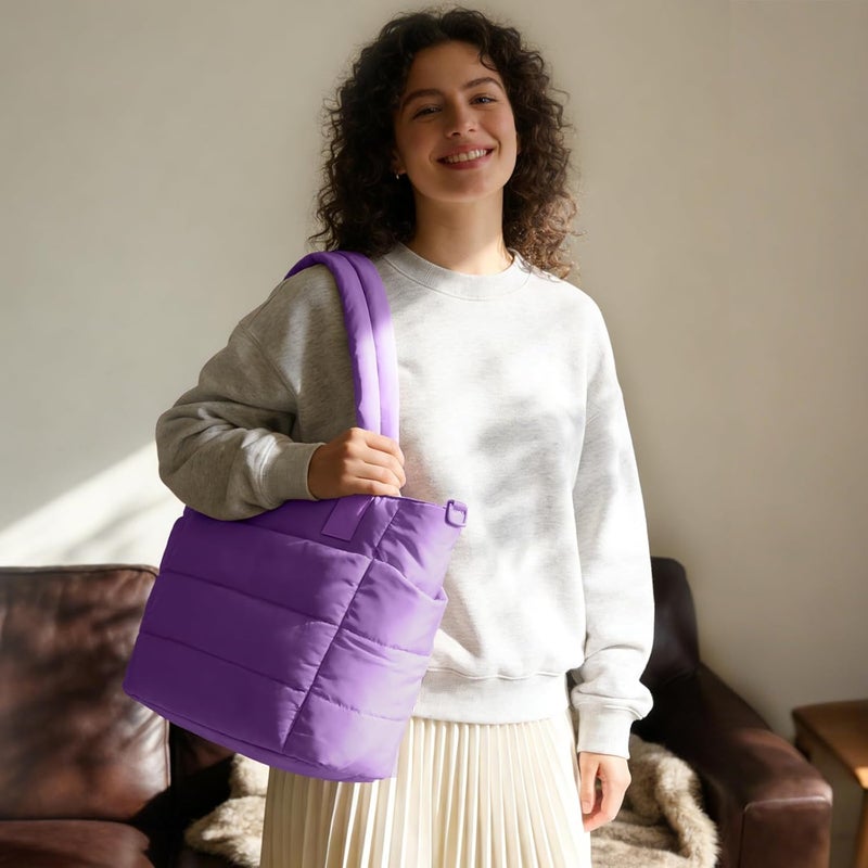GASSDA Tote Bag for Women Puffer Tote Bag Large Nurse Bags Shoulder Handbag with Zipper for Work Travel - Image 2